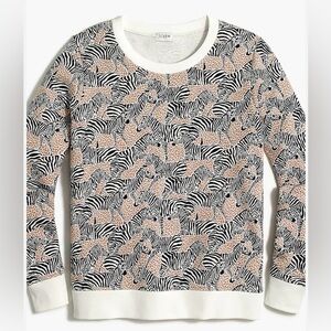 J Crew Zebra Animal Safari Sweatshirt XS Crewneck